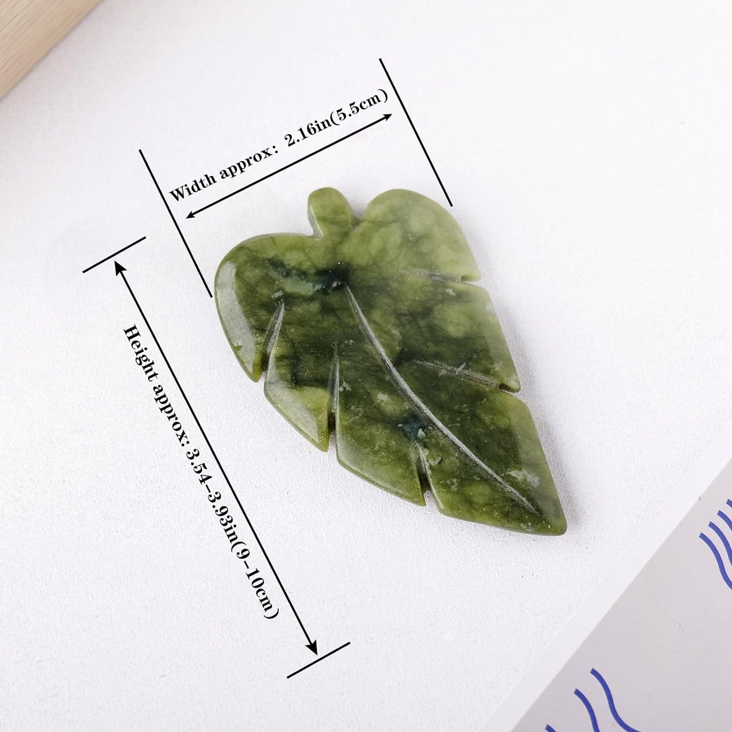 Natural Crystal Jade Stone Hand-Carved Leaves Sculpture