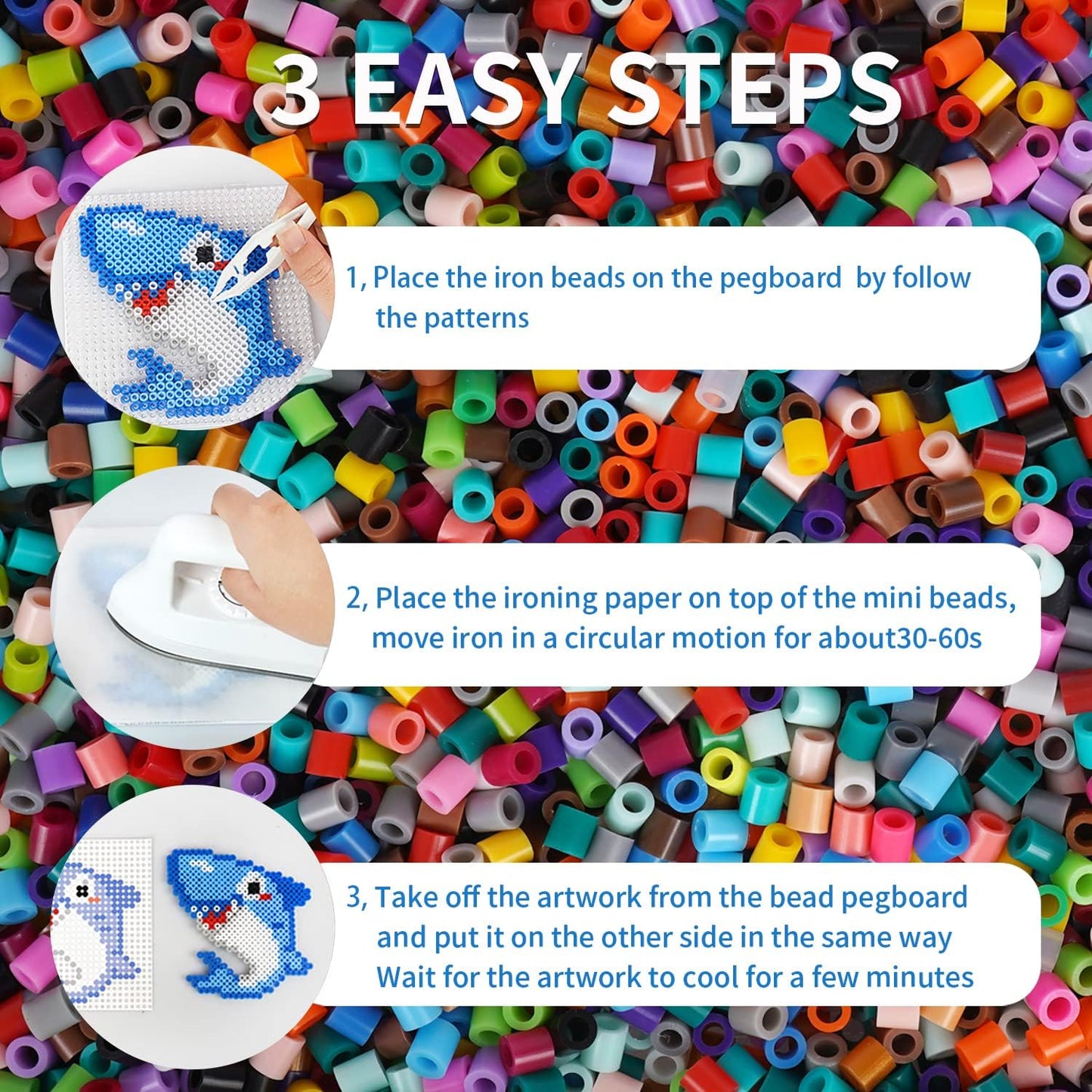4,800pcs Fuse Beads Kit – 24 Colors + 1 FREE Surprise Refill Pack