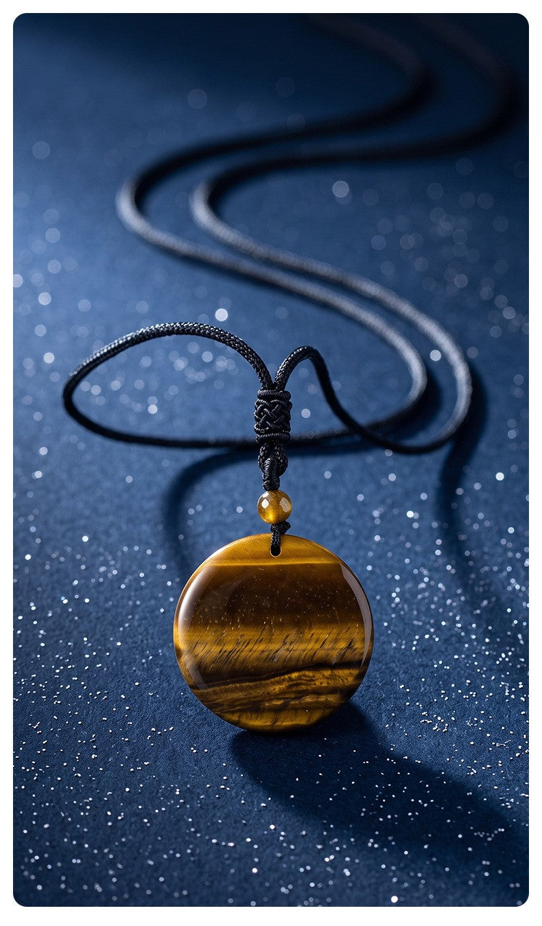 Natural Crystal Peace Pendant Set – Amethyst & Tiger Eye | 2-Piece Healing Necklace Gift Set